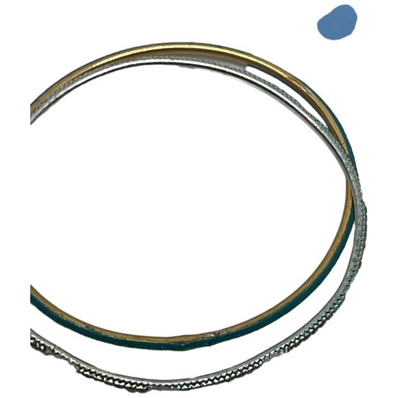 Sparkly Teal & Silver Rhinestone Bangle Set | Thin Stacking Bracelets - Picture 4 of 4